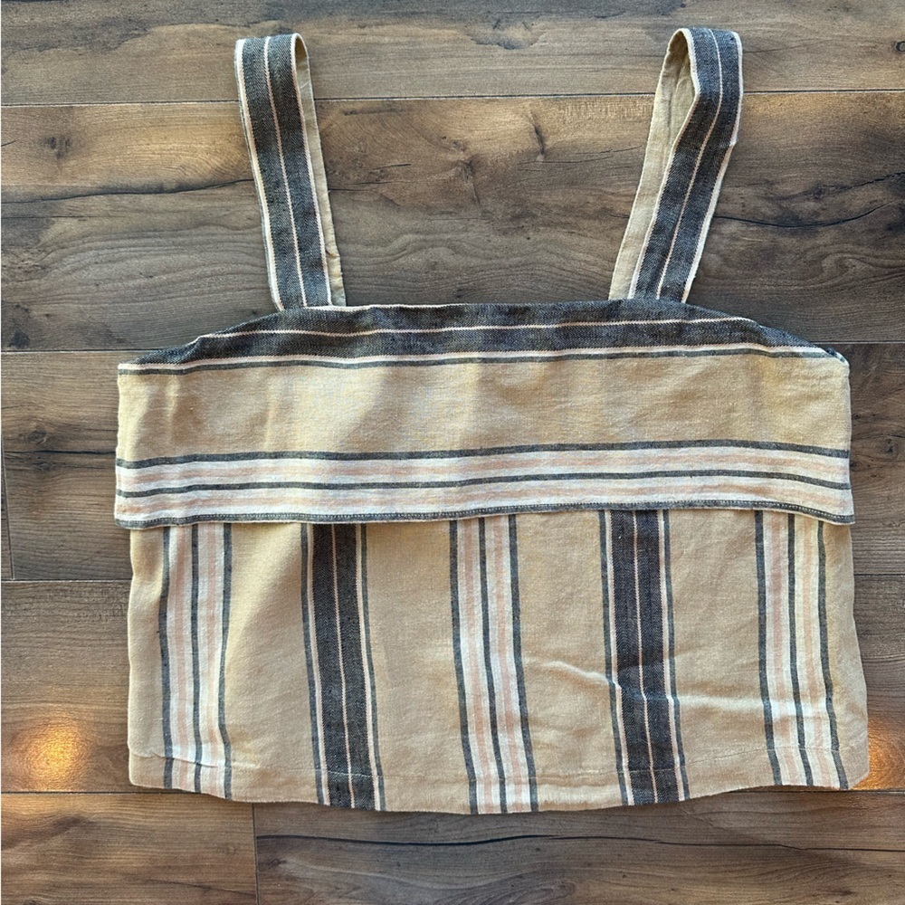 Banana Republic Mia Square-Neck Linen Tank | Small | Neutral Stripe | 100% Linen - Picture 5 of 8